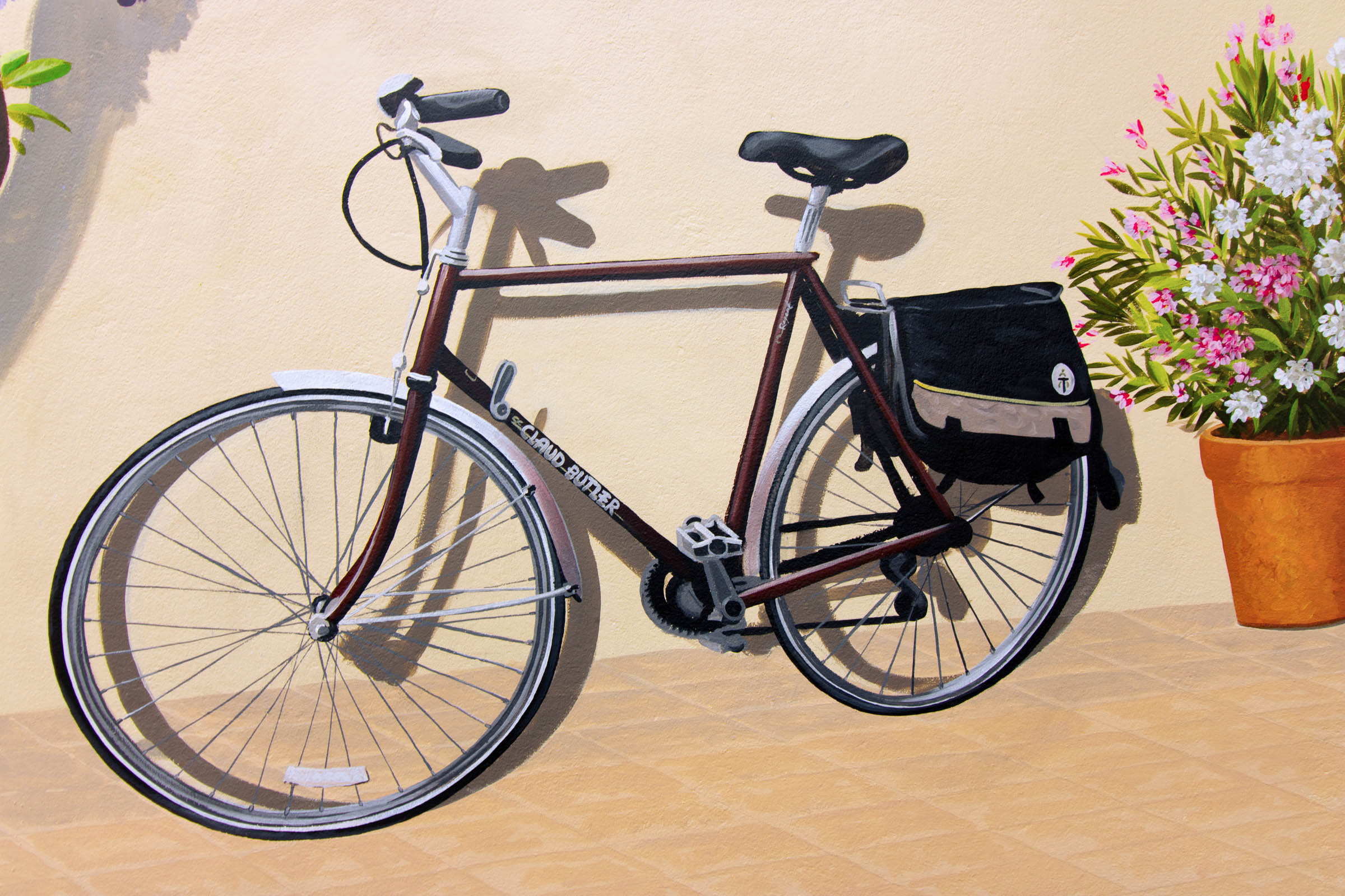 Trompe L'oeil favourite bike with panniers